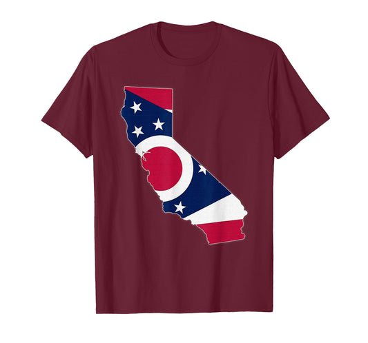 CALIFORNIA STATE MAP OHIO OH Flag Roots Men Women Gift T-Shirt