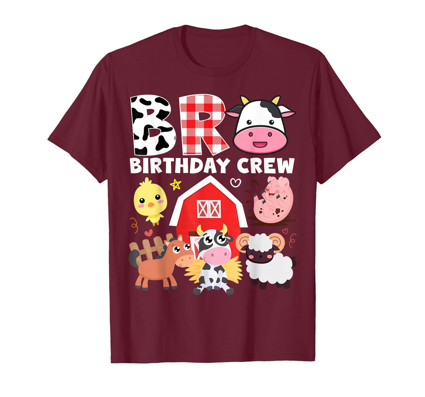 Cow Bro Birthday Crew Farm Theme Animals Kids Birthday Party T-Shirt