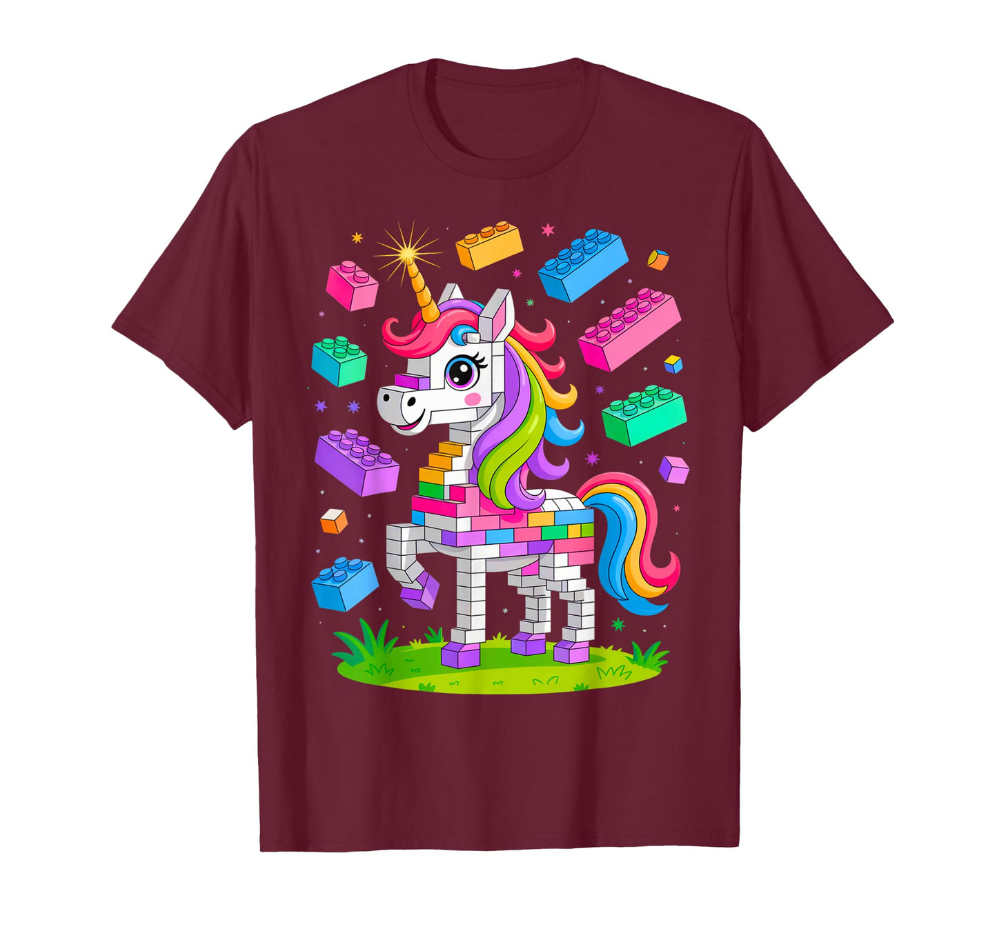 Unicorn Lover Master Builder Building Bricks Blocks Toy Kids T-Shirt