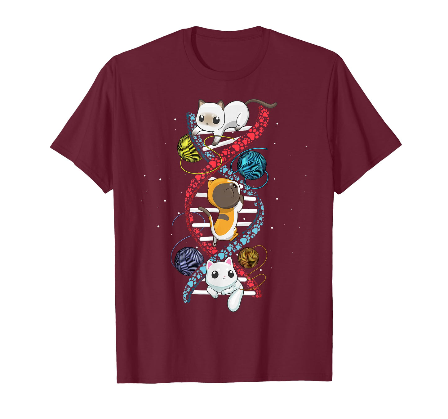 Cats DNA Cat Molecular Helix Genetics Biology Kitten Geek Men Women Girls Kids T-Shirt