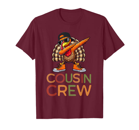 Thanksgiving Cousin Crew Matching Kids Dabbing Turkey Boys T-Shirt