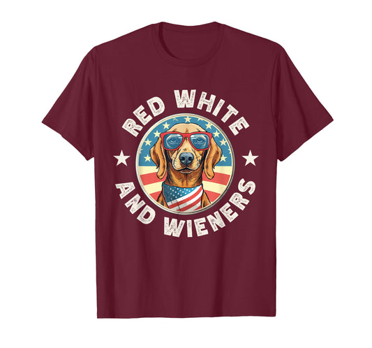 Funny Dachshund Red White and Wieners Weiner Dog 4th of July T-Shirt