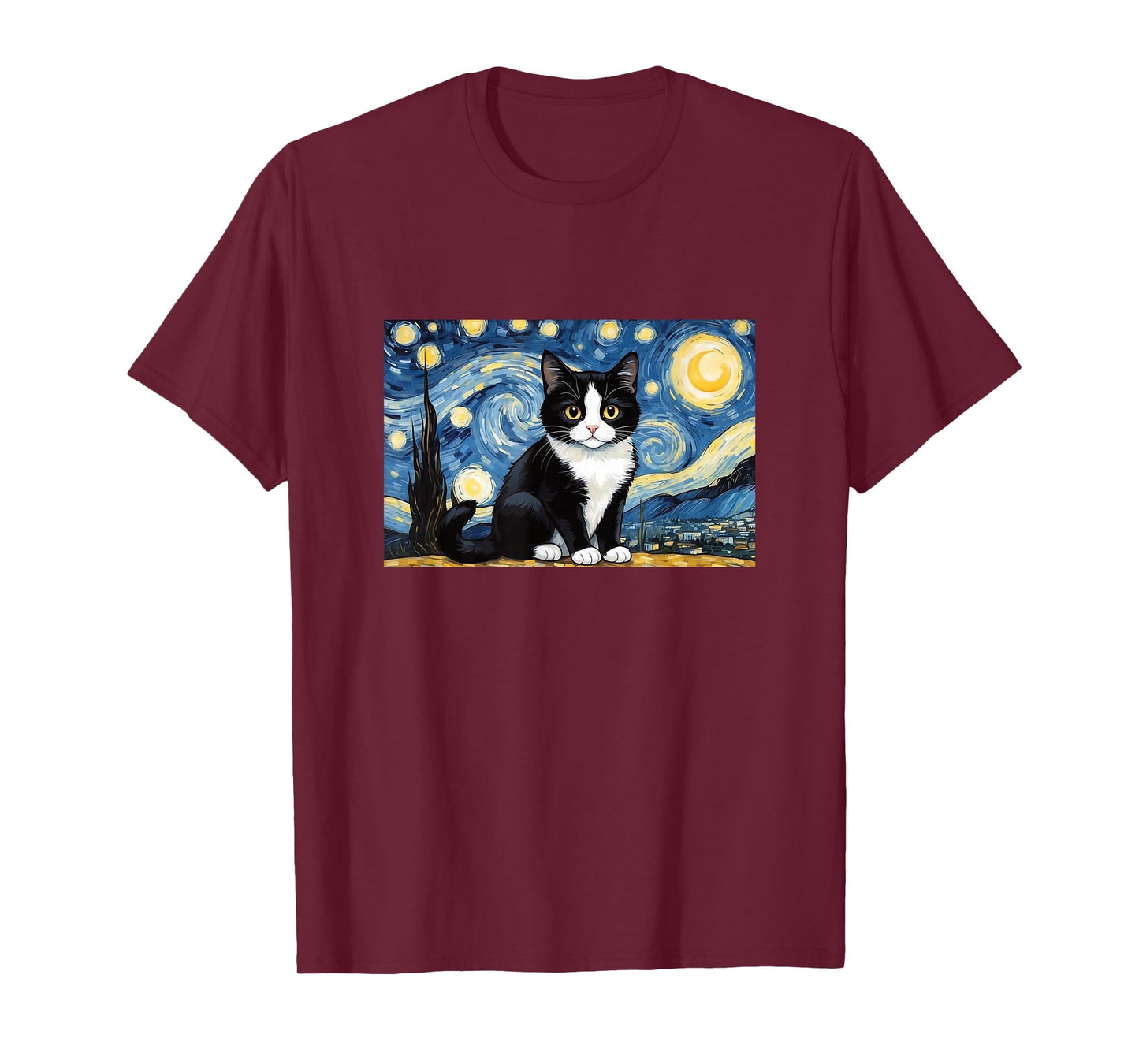 Cat Tuxedo Funny Design Starry Night T-Shirt