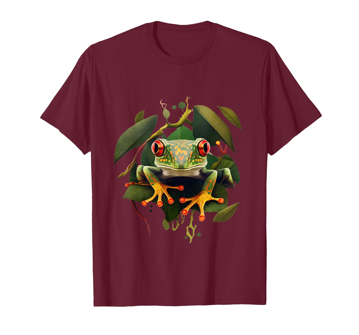 Leaping Frog Leaves Red Eyed Tree Frog Rainforest Amphibian T-Shirt