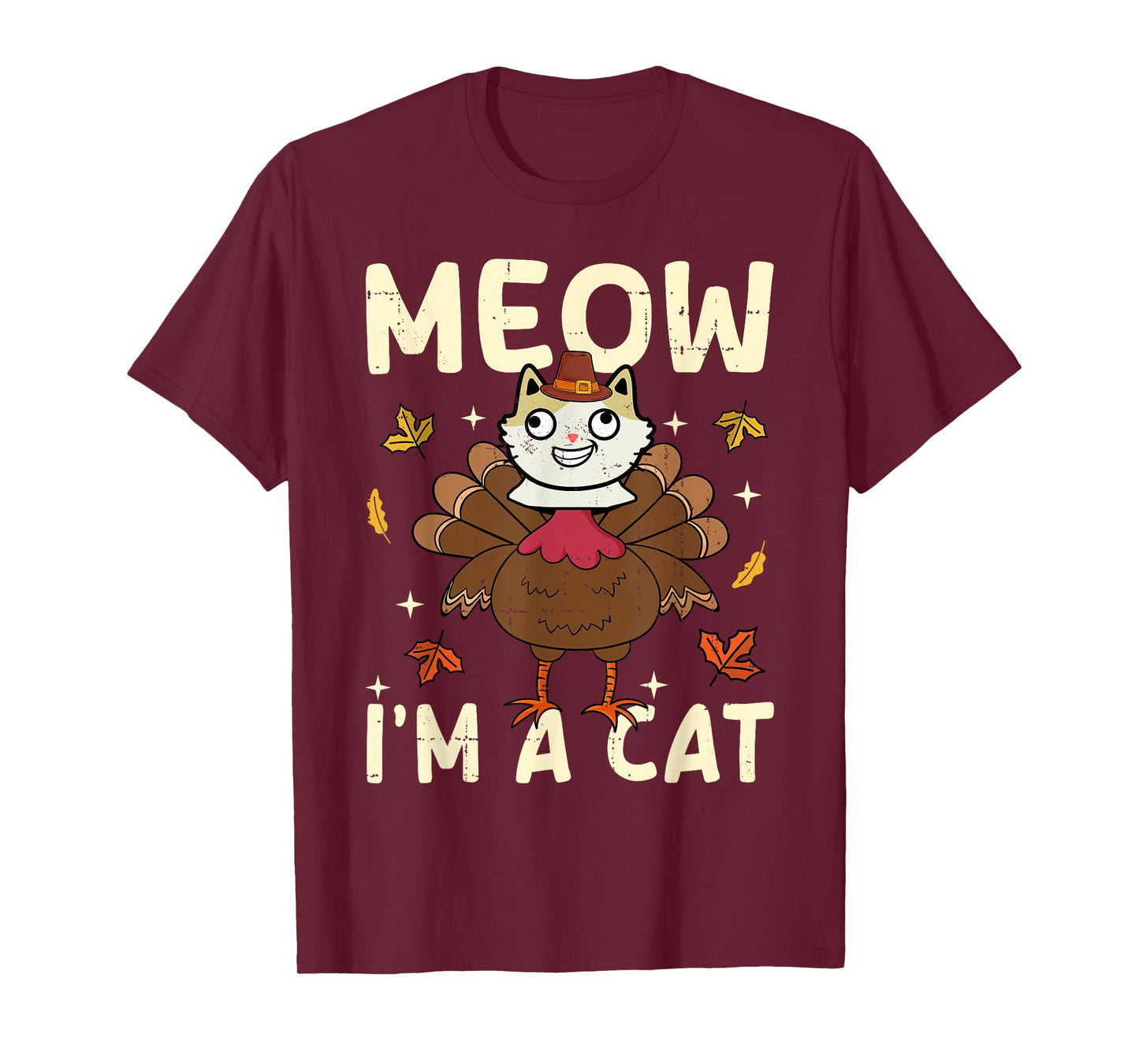 Thanksgiving Fake Cat Thanksgiving Turkey Cat Funny T-Shirt for Men Women Kids