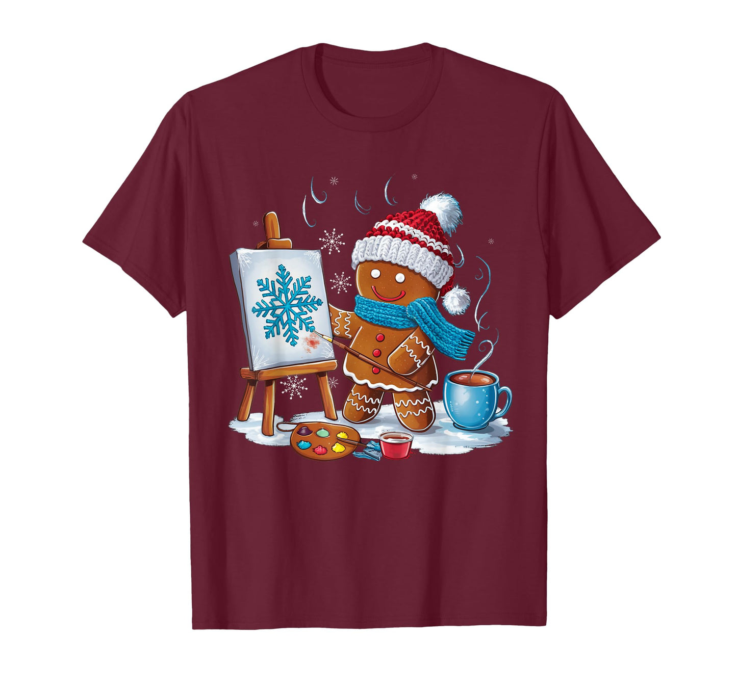 Artist Gingerbread Painter Art Teacher Student Christmas T-Shirt