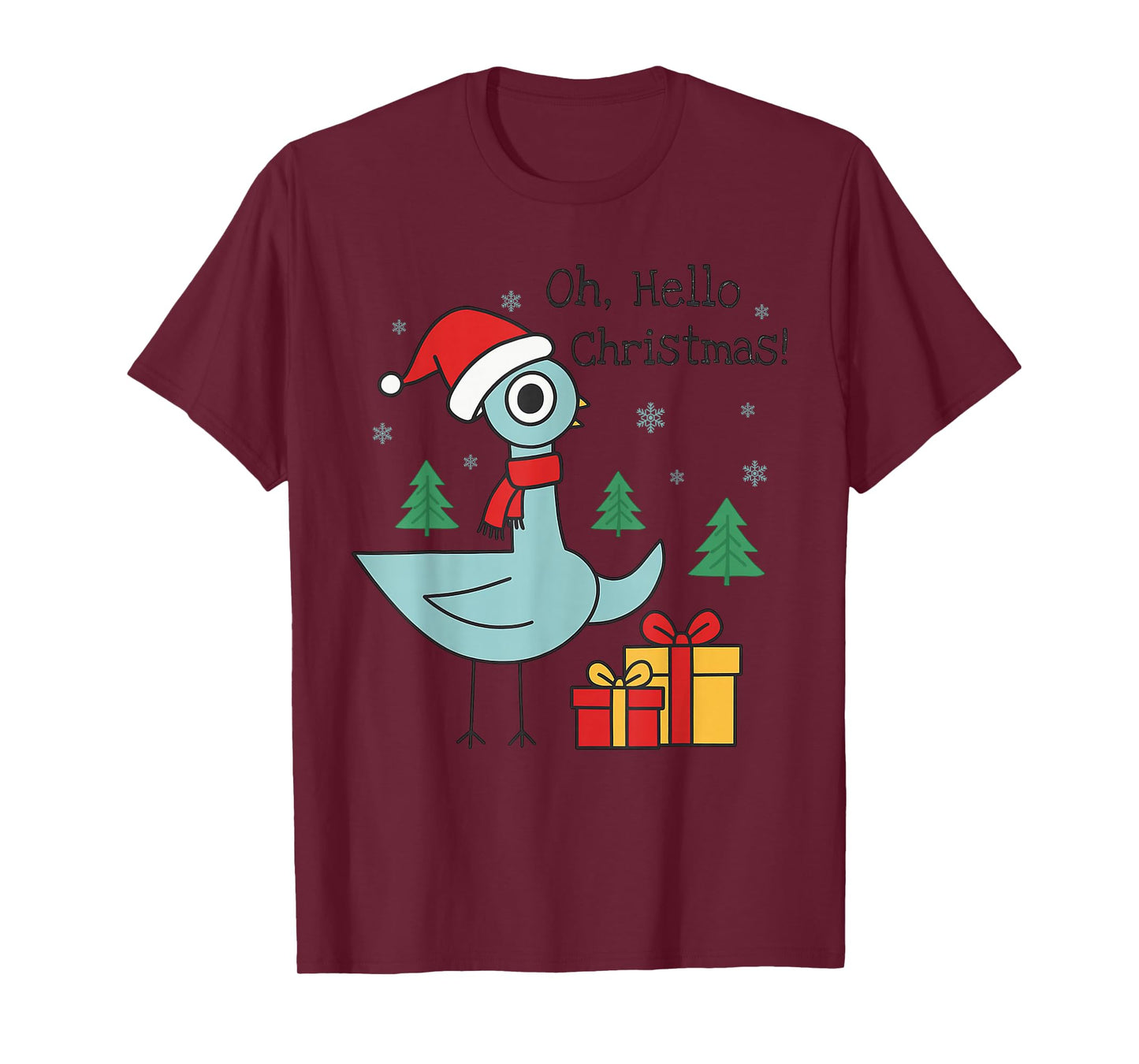 Oh Hello Christmas Pigeon Santa Hat Costume Cute Teacher T-Shirt