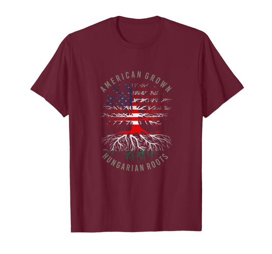 American Grown Hungarian Roots USA Hungary Flag Heritage T-Shirt