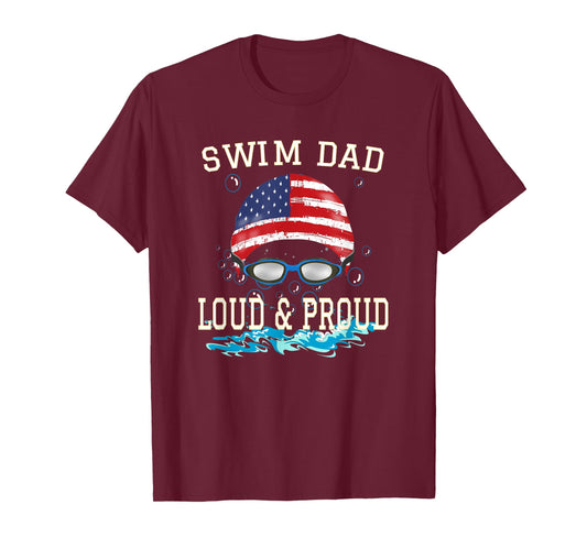 Swim Dad T shirt Funny Swimming Swimmer Cheer Dad Gift Tee