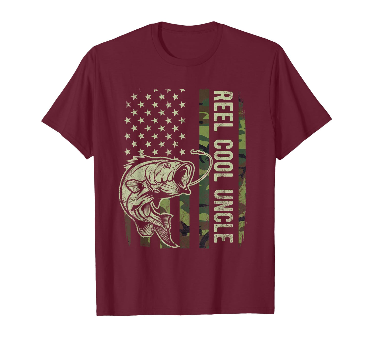 Reel Cool Uncle Camouflage American Flag Funny Uncle T-Shirt