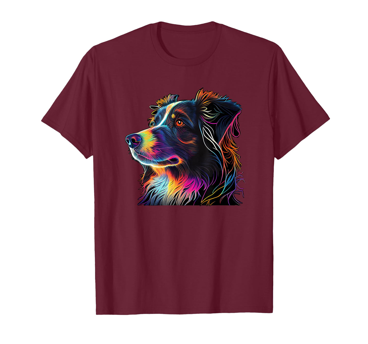 Australian Shepherd Mini Colorful Abstract Line Art T-Shirt