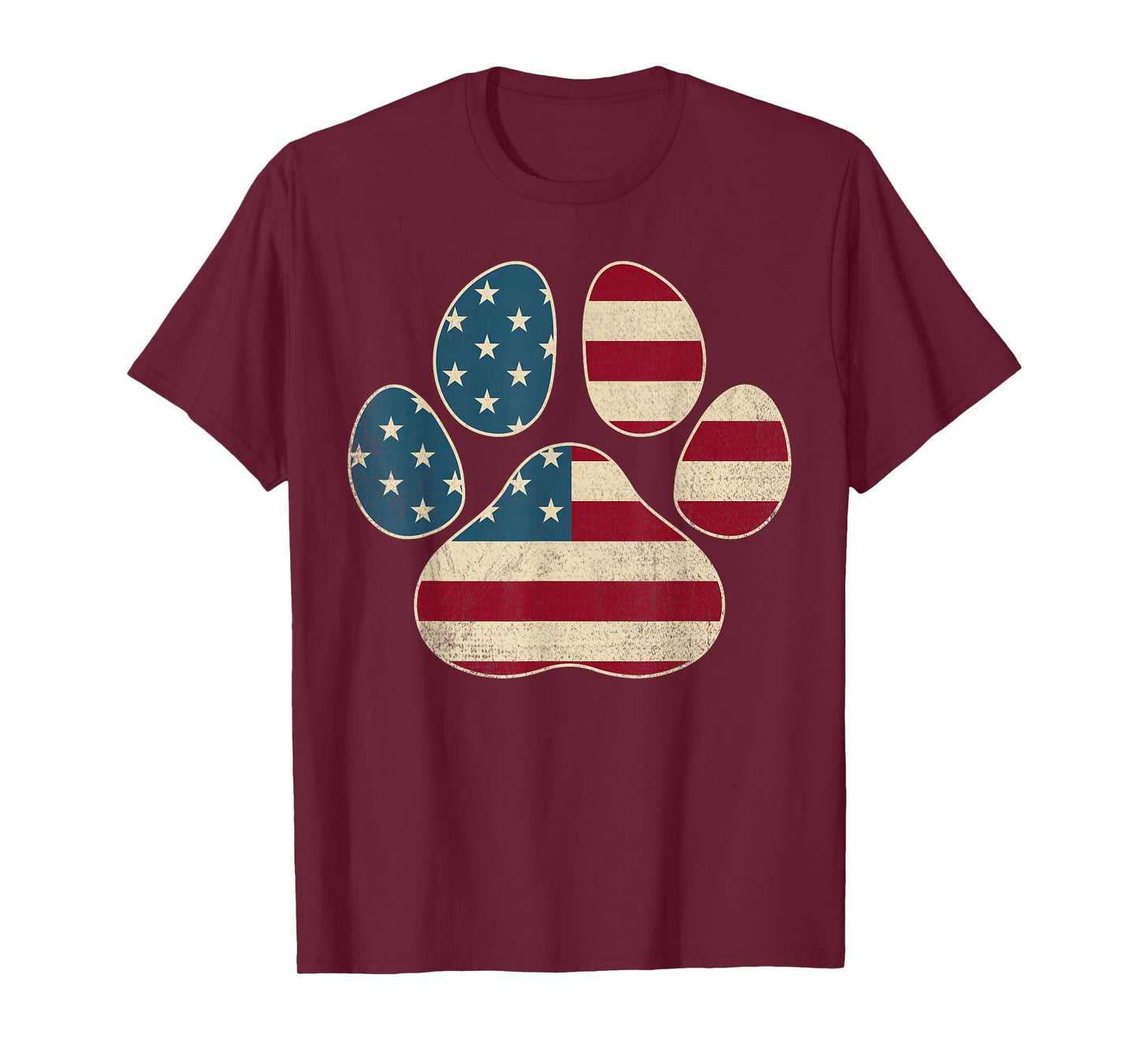 Vintage USA Flag 4th of July Paw Print Patriotic Dog Lover T-Shirt