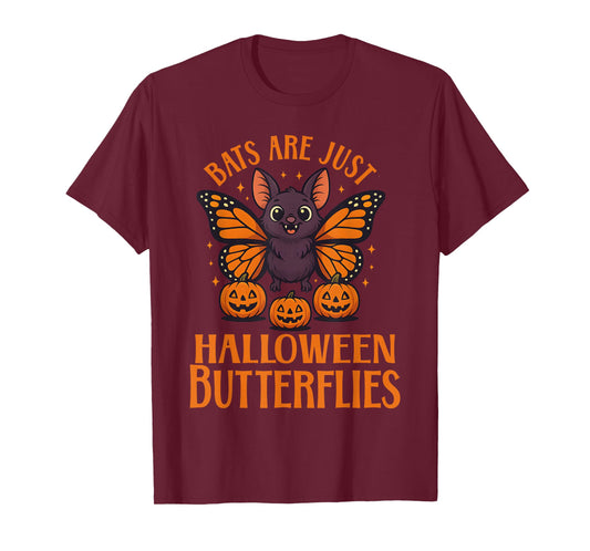 Creepy Cute Bat Halloween Butterfly with Pumpkins Funny Fall T-Shirt