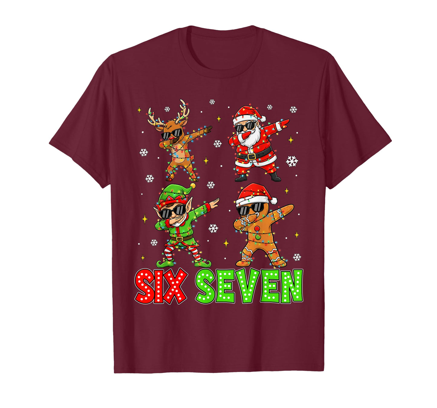 67 Six Seven Santa Reindeer Elf Gingerbread Christmas Kids T-Shirt