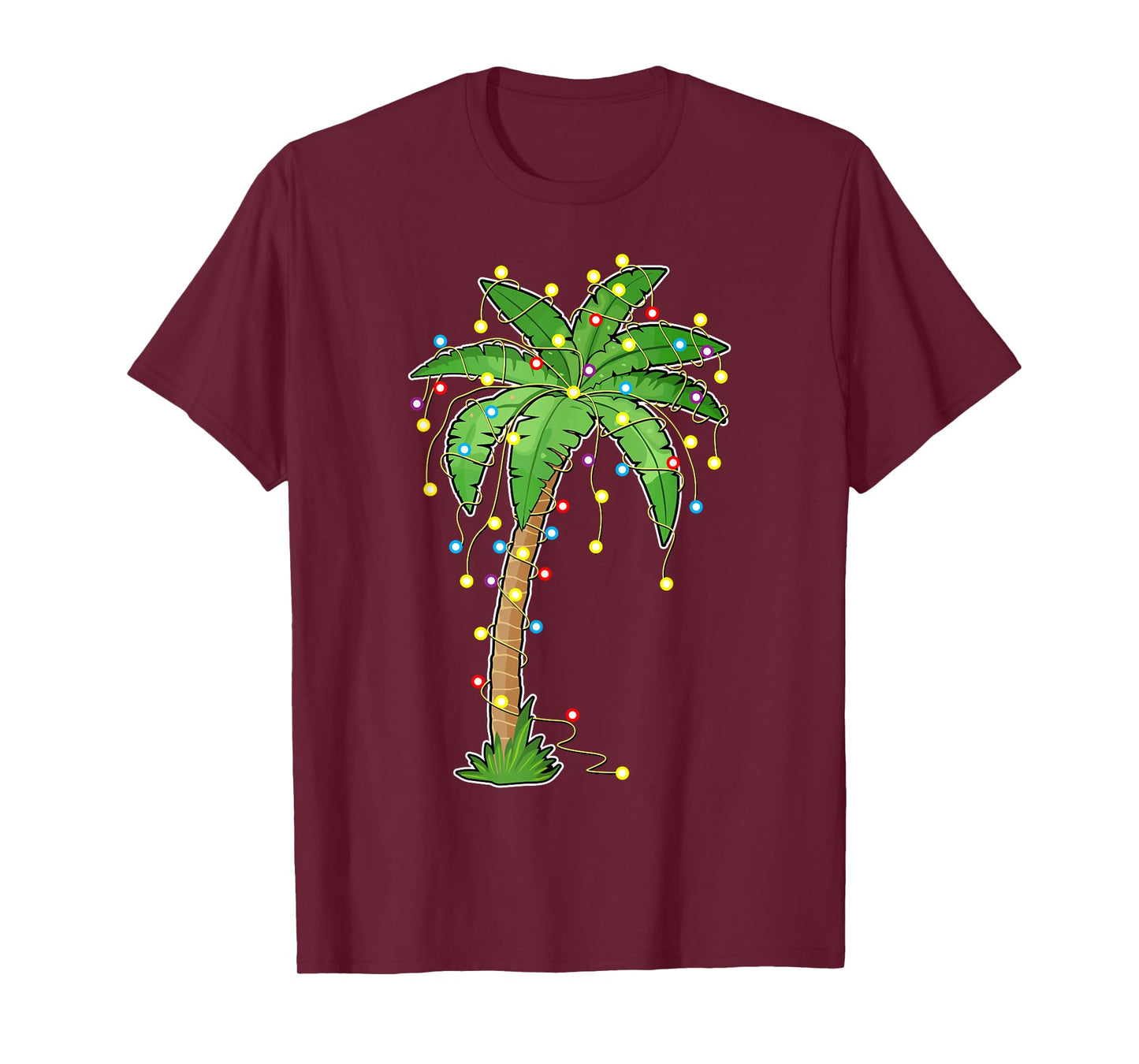 Christmas Lights Palm Tree Beach Funny Tropical Xmas Gift T-Shirt