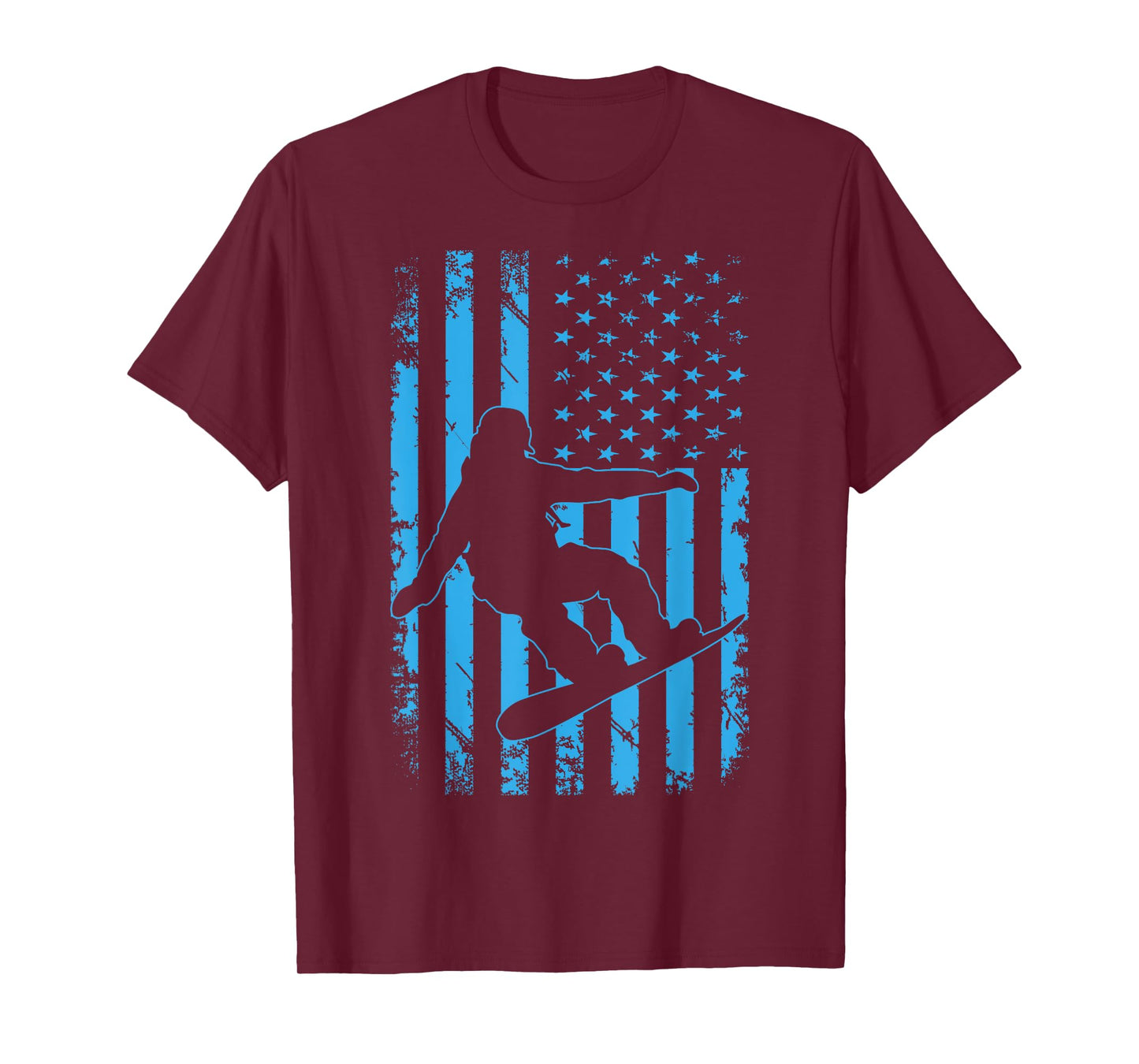 USA American Flag Snowboard Apparel Snowboarding Patriotic T-Shirt for Women Kids Men