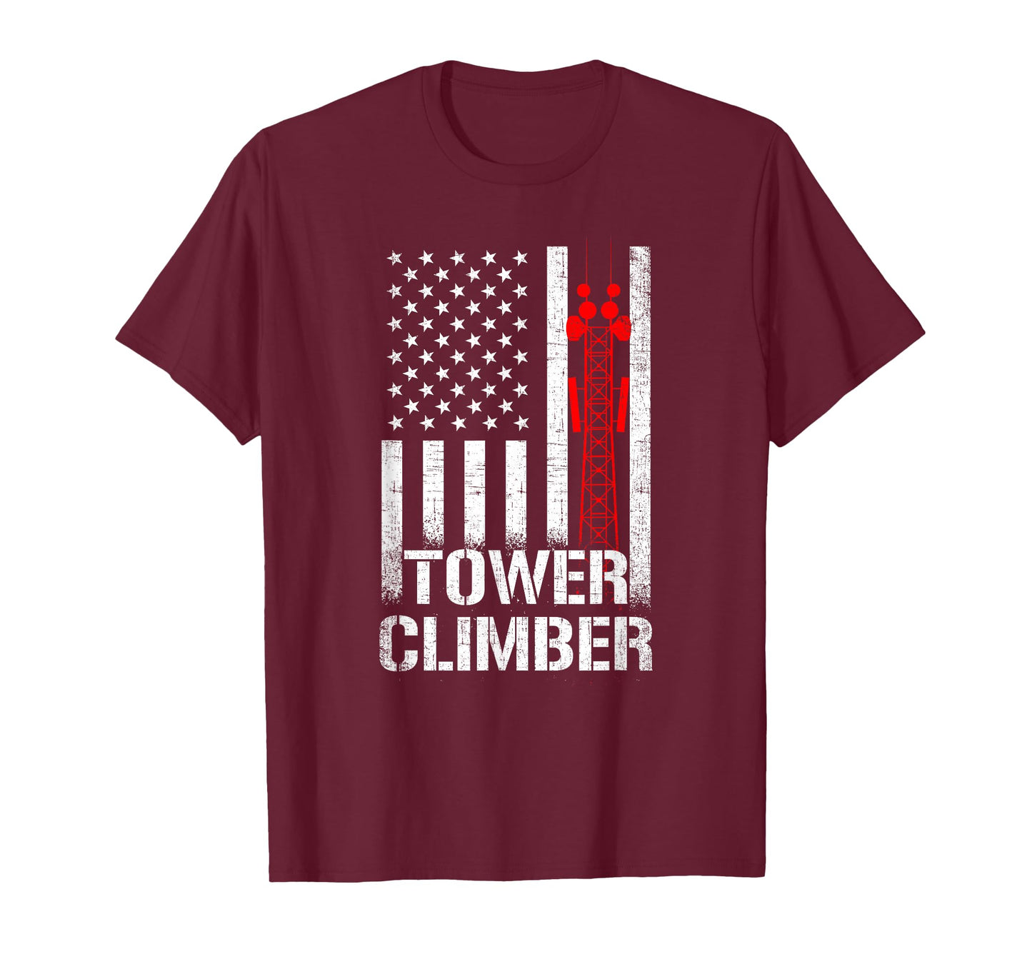 tower climber american flag, tower climber T-Shirt