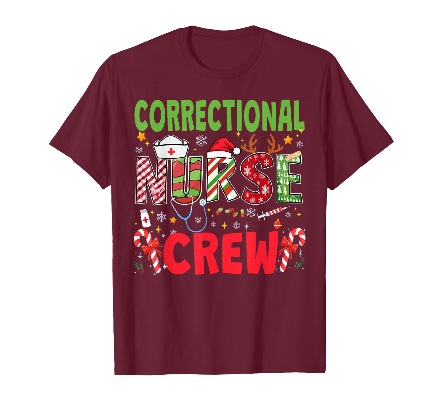 Correctional Nurse Christmas Crew Funny Xmas Nurse Pajama T-Shirt