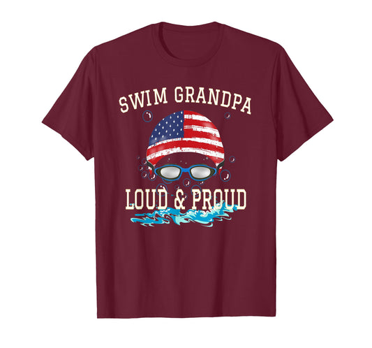 Swim Swimmer Funny Swimming Proud Grandpa Goggles Shirt T-Shirt