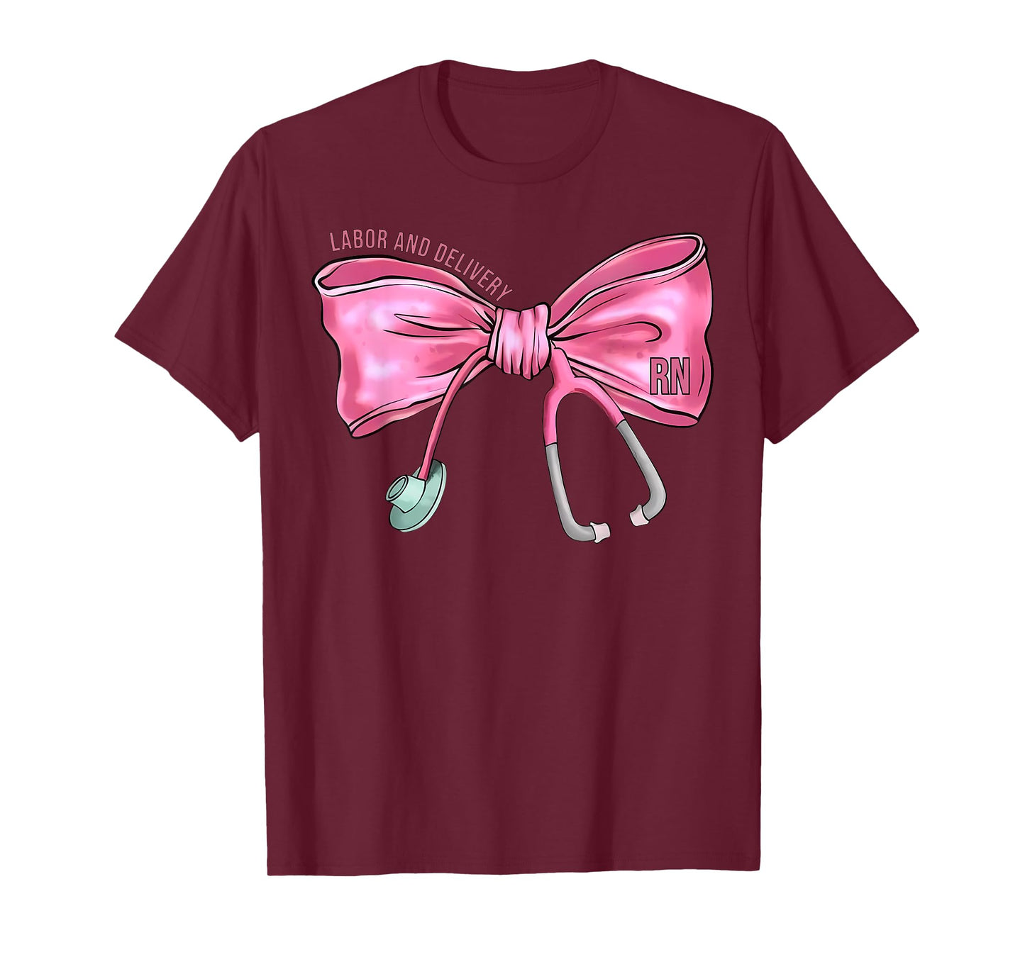 Coquette Bow Stethoscope Labor and Delivery Nurse RN Nursing T-Shirt