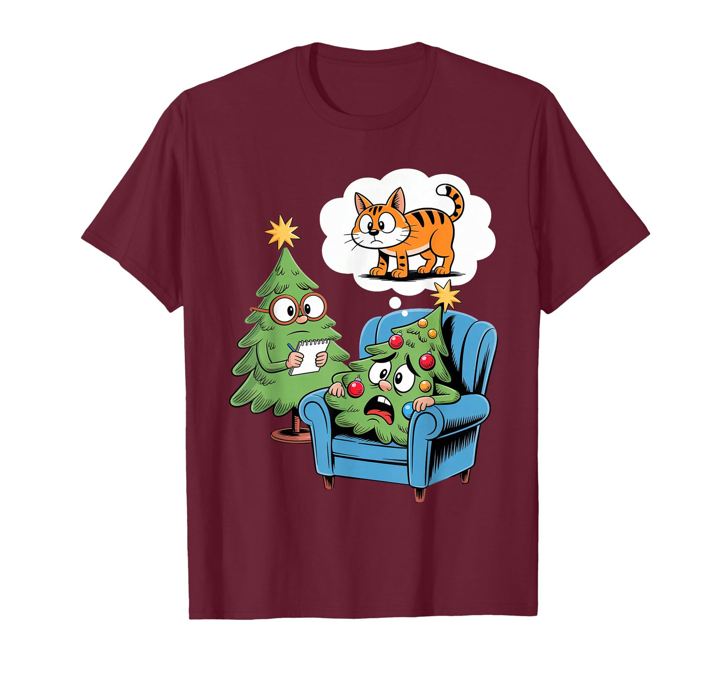 Cat Christmas Tree Shirts Cat Kids Men Women Christmas Cat T-Shirt