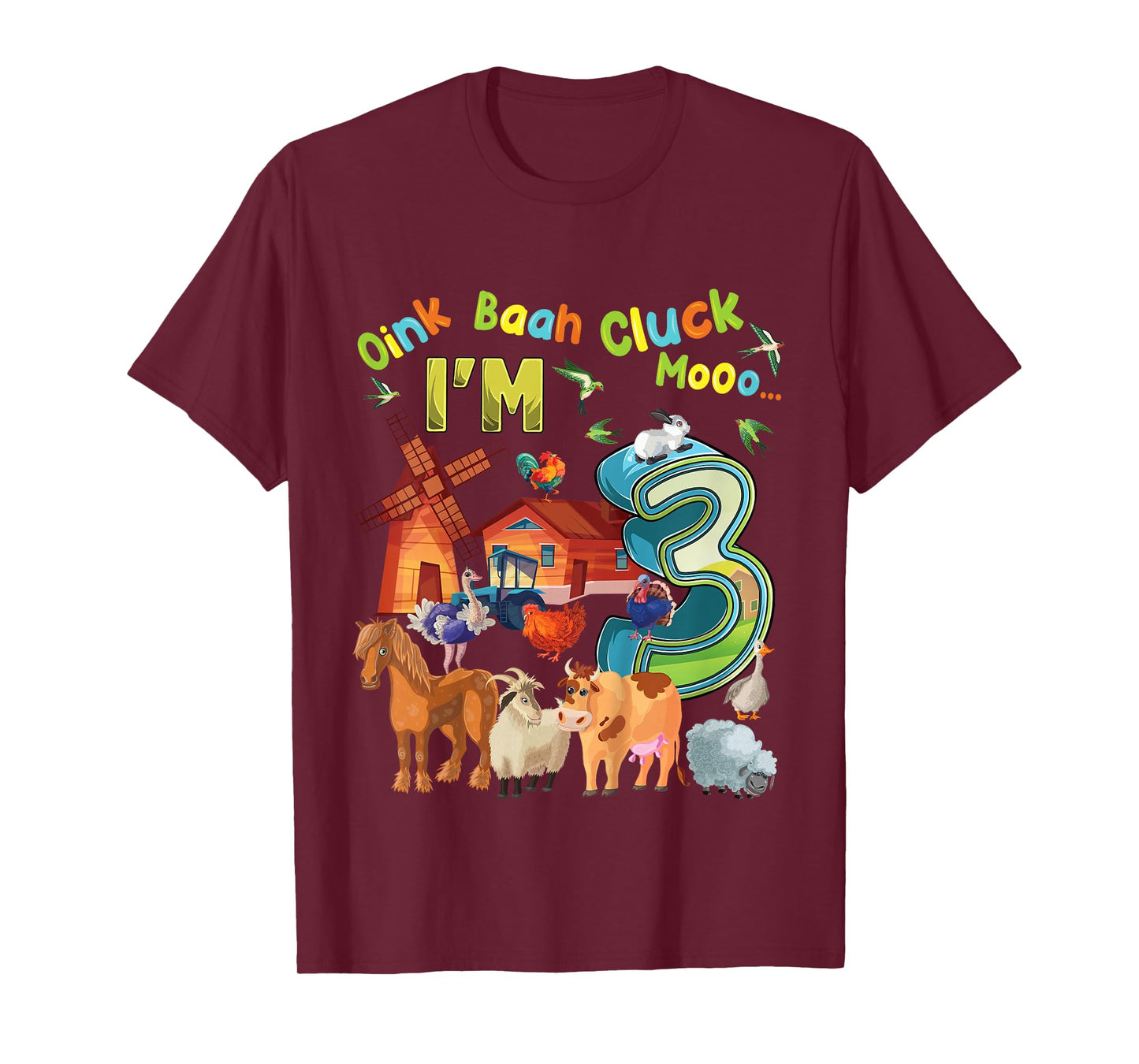 Barnyard 3rd Birthday Farm Animals 3 Years Old Farming T-Shirt
