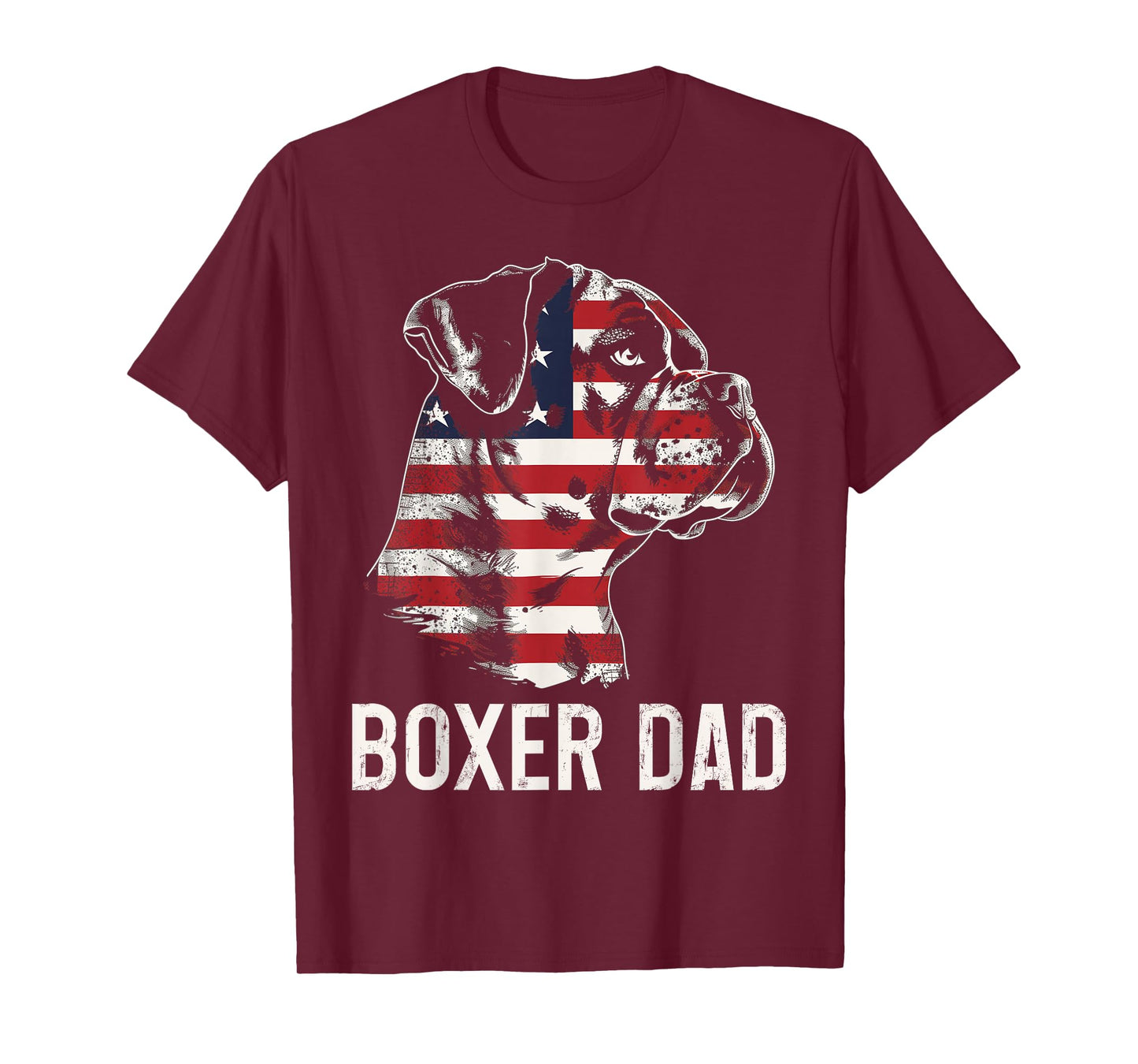 Boxer Dad American Flag Patriotic Dog T-Shirt