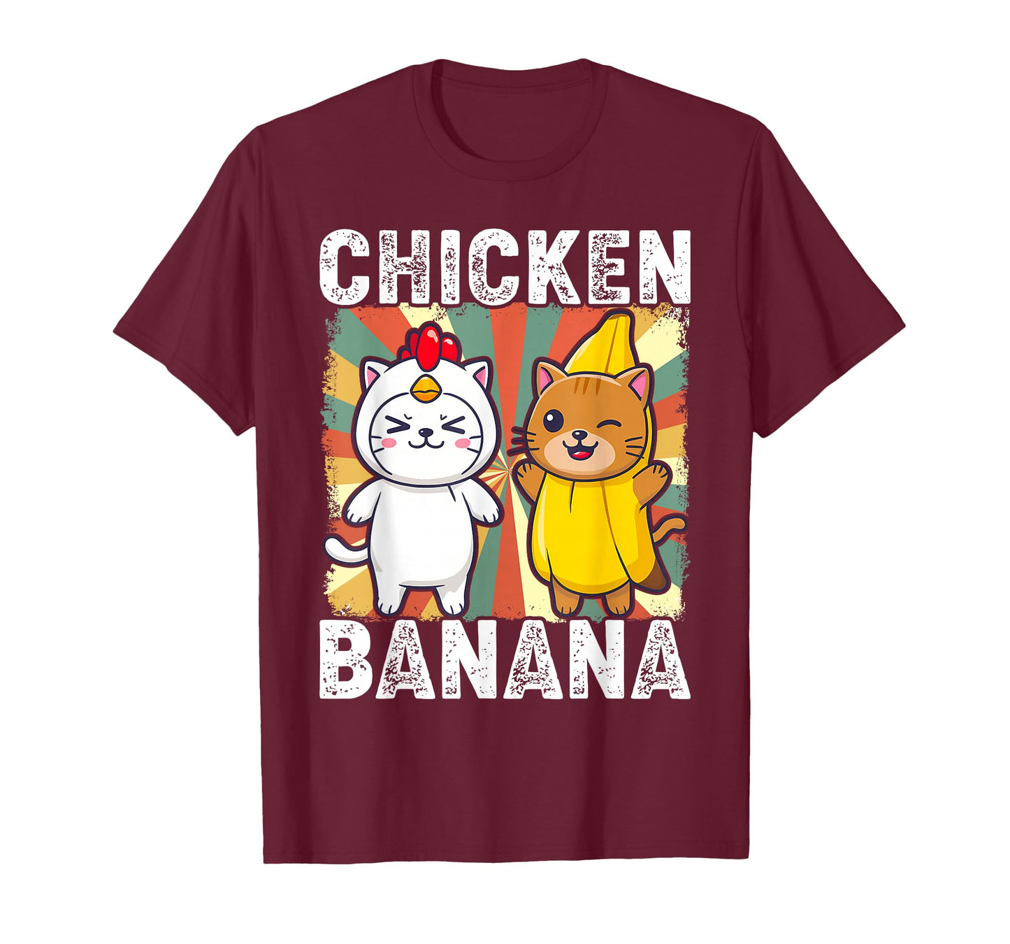 Cute Animals in Chicken and Banana Costumes Kawaii T-Shirt