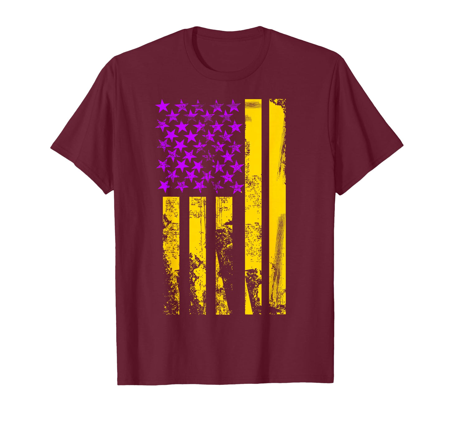 Purple Gold USA American Flag Patriotic T-Shirt