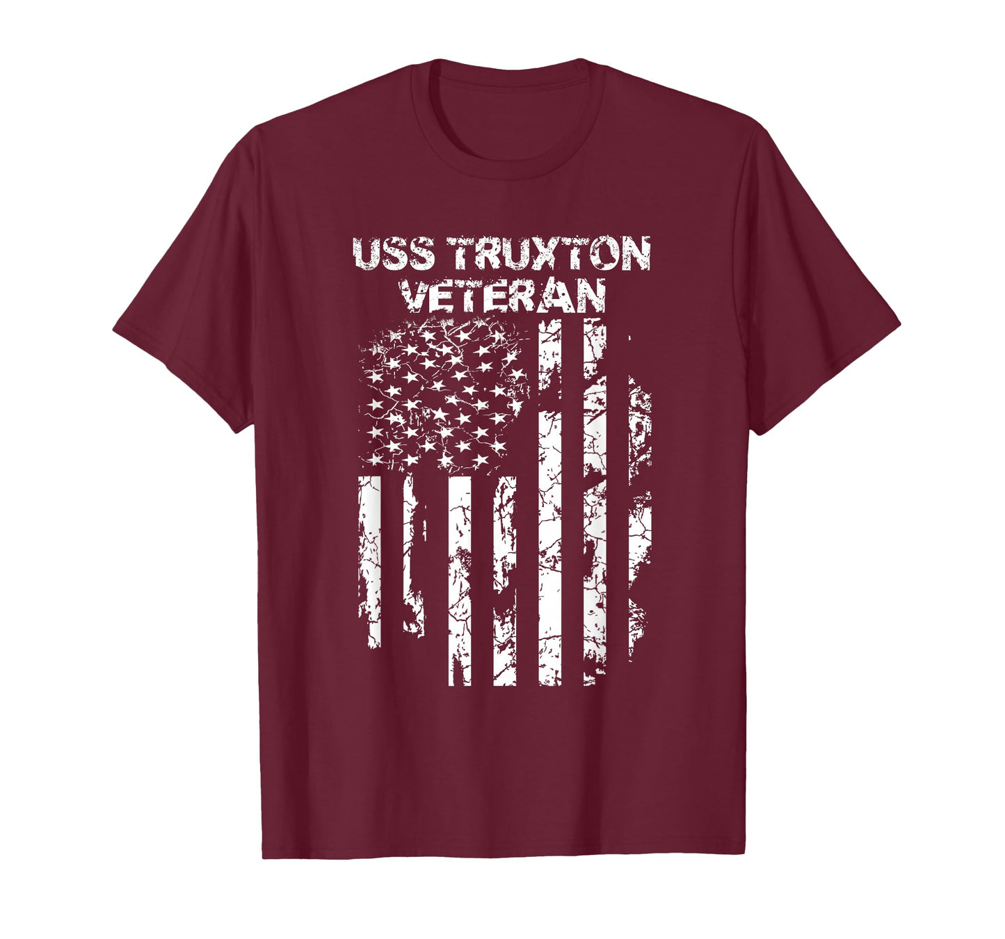 USS Truxton Military Veteran Distressed USA Flag T-Shirt