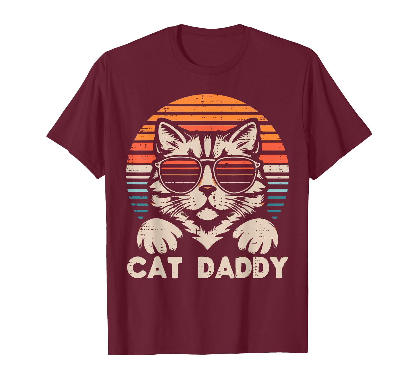 Cat Daddy Sunglasses Sunset Retro Fur Dad Papa Kitten Men T-Shirt