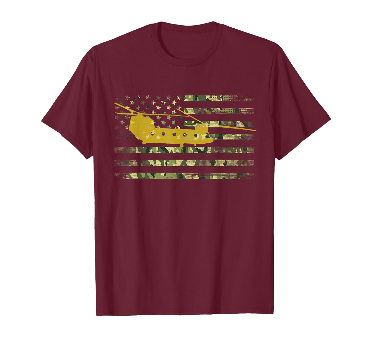CH-47 Chinook Camo Flag Military Helicopter Shirt T-Shirt