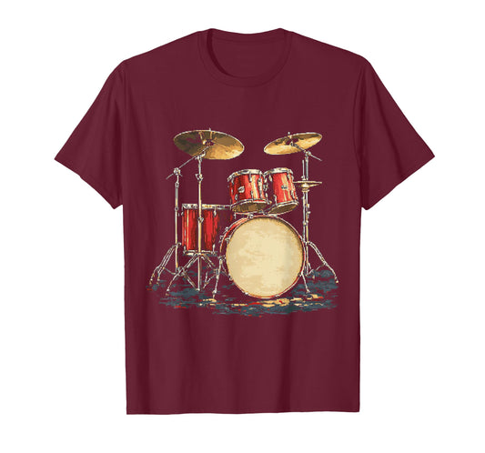 Drumset Music Instrument Motif Artwork Drumset T-Shirt
