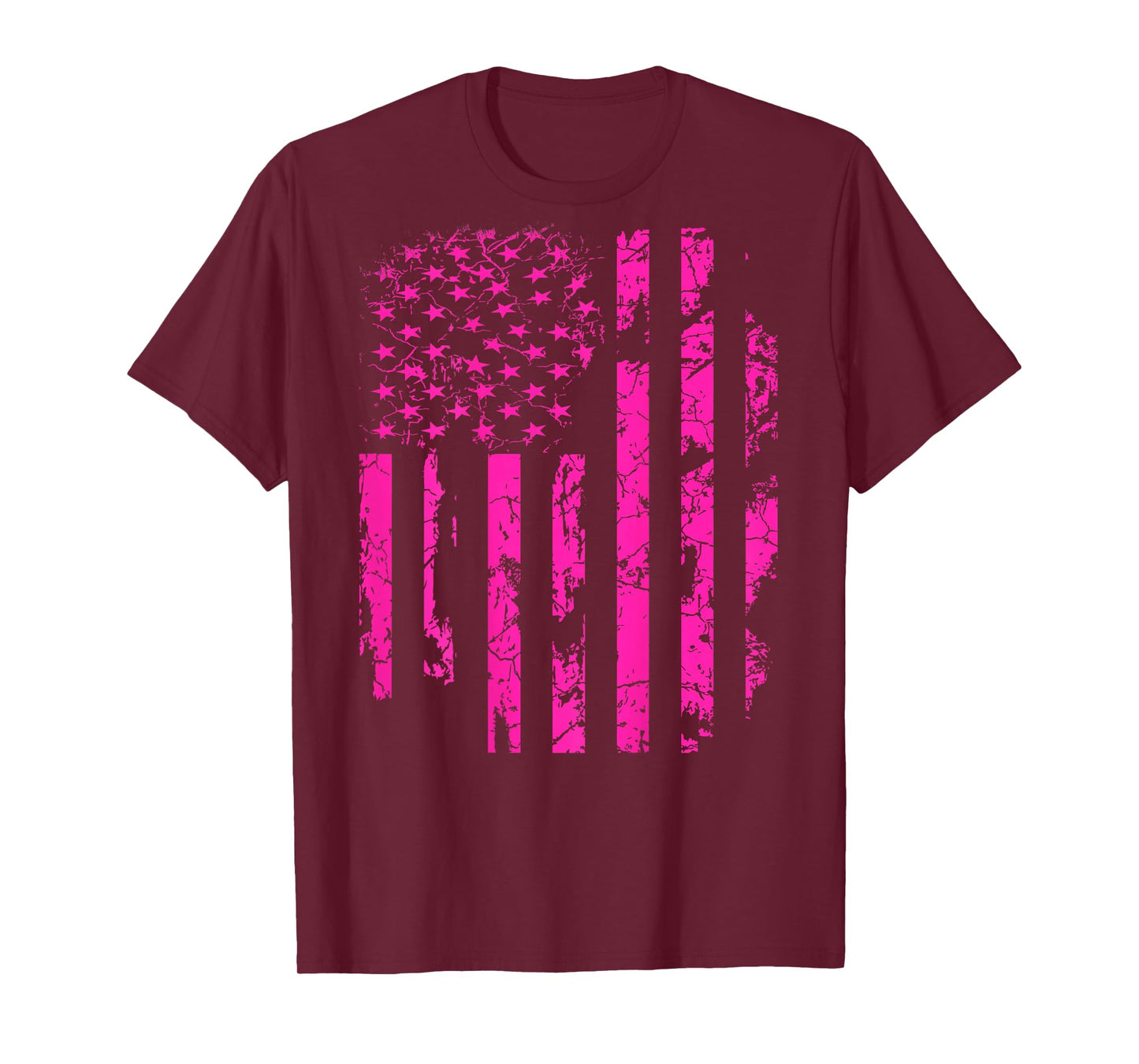 Pink Distressed USA Flag T-Shirt