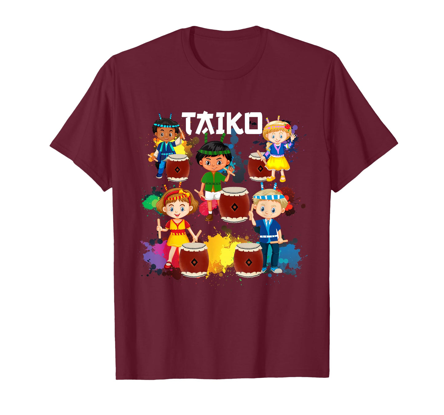 Cool Colorful Taiko Drummer Kids Boys Girls Teens T-Shirt