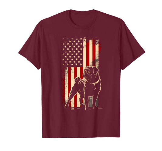 Pug American US Flag 4th Of July Patriot Dog Lover Men Women T-Shirt