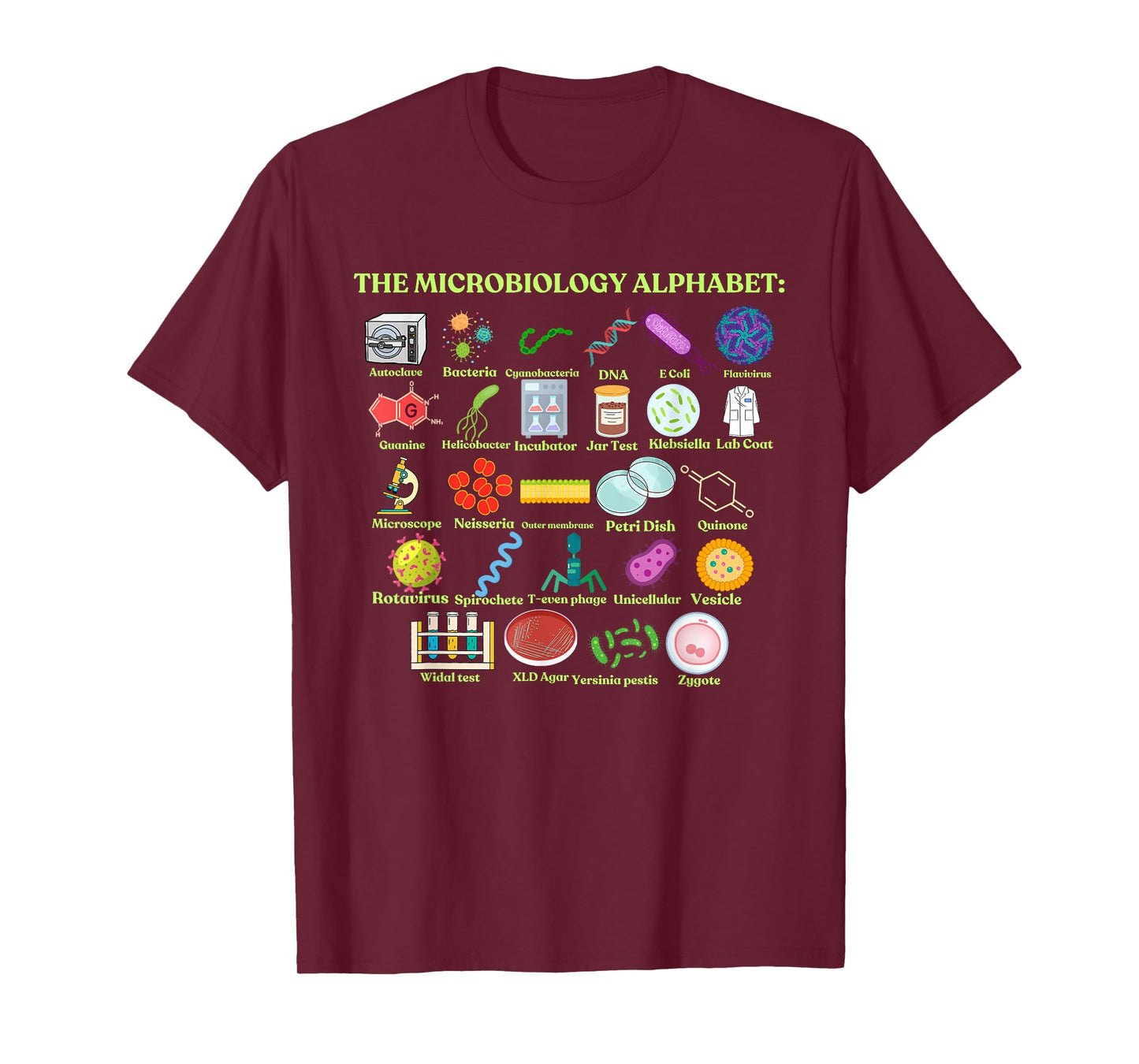 The Microbiology Alphabet, Cool Science and Microbiology T-Shirt
