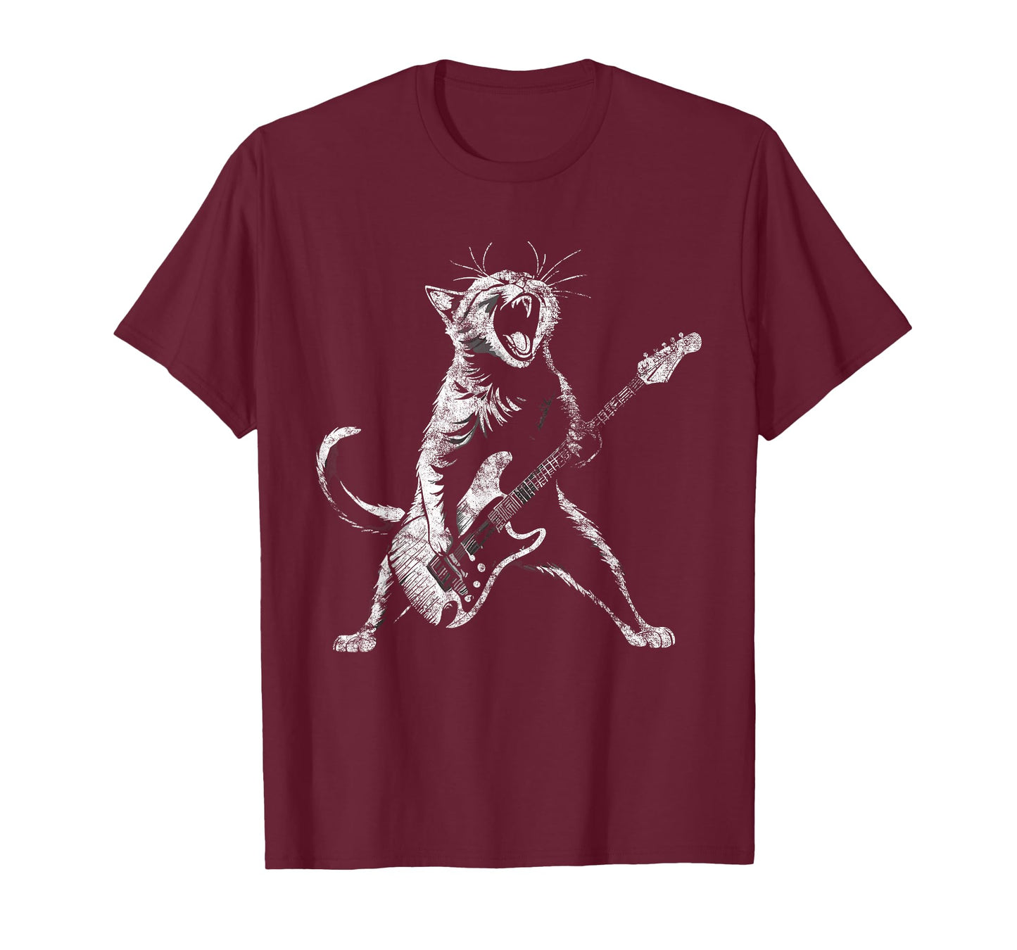Retro funny guitar cat rock cat playing guitar T-Shirt