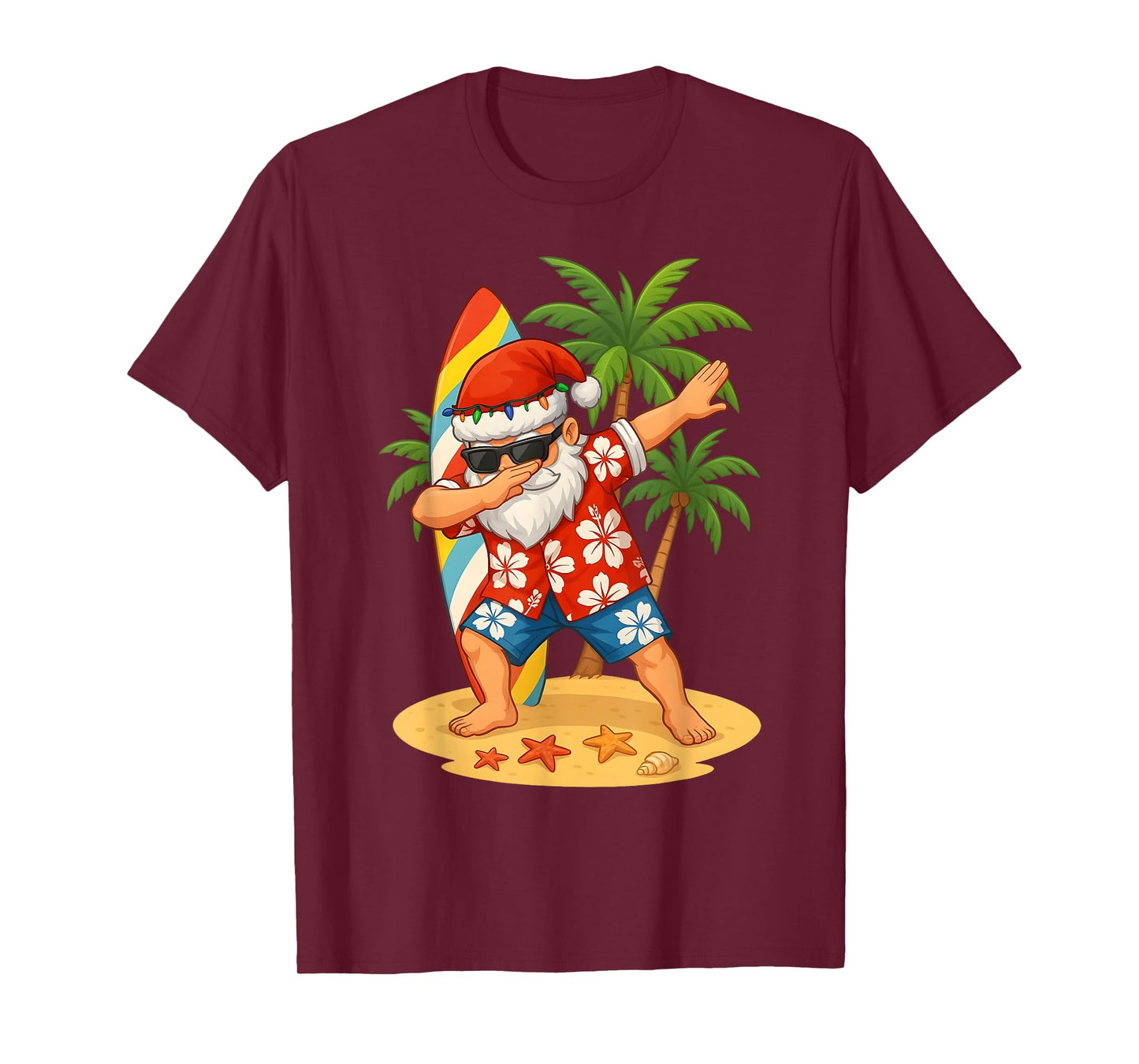 Christmas In July Funny Dabbing Santa Beach Hawaiian Summer T-Shirt