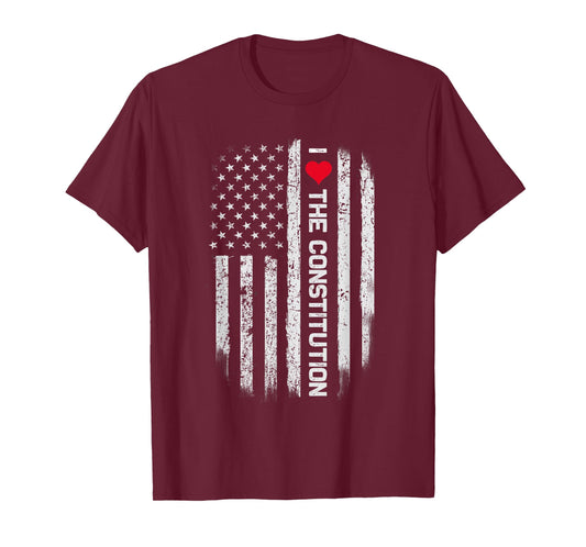 Red Heart USA Flag I love the Constitution T-Shirt