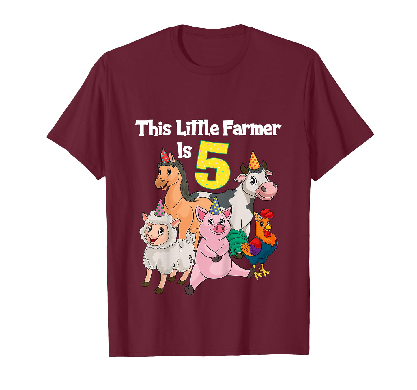 Barnyard 5 Year Old Farm Animals 5th Birthday T-Shirt