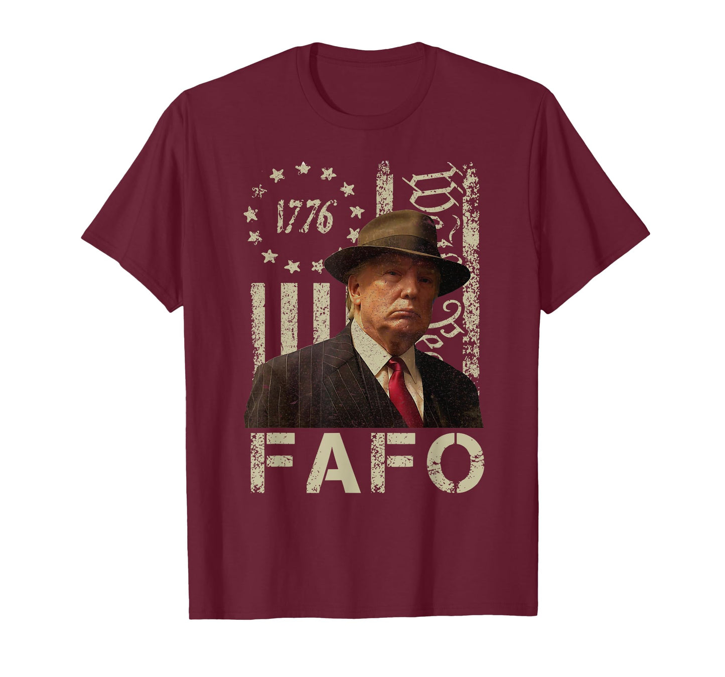 Funny Fafo Trump Photo USA Flag Retro Distressed T-Shirt