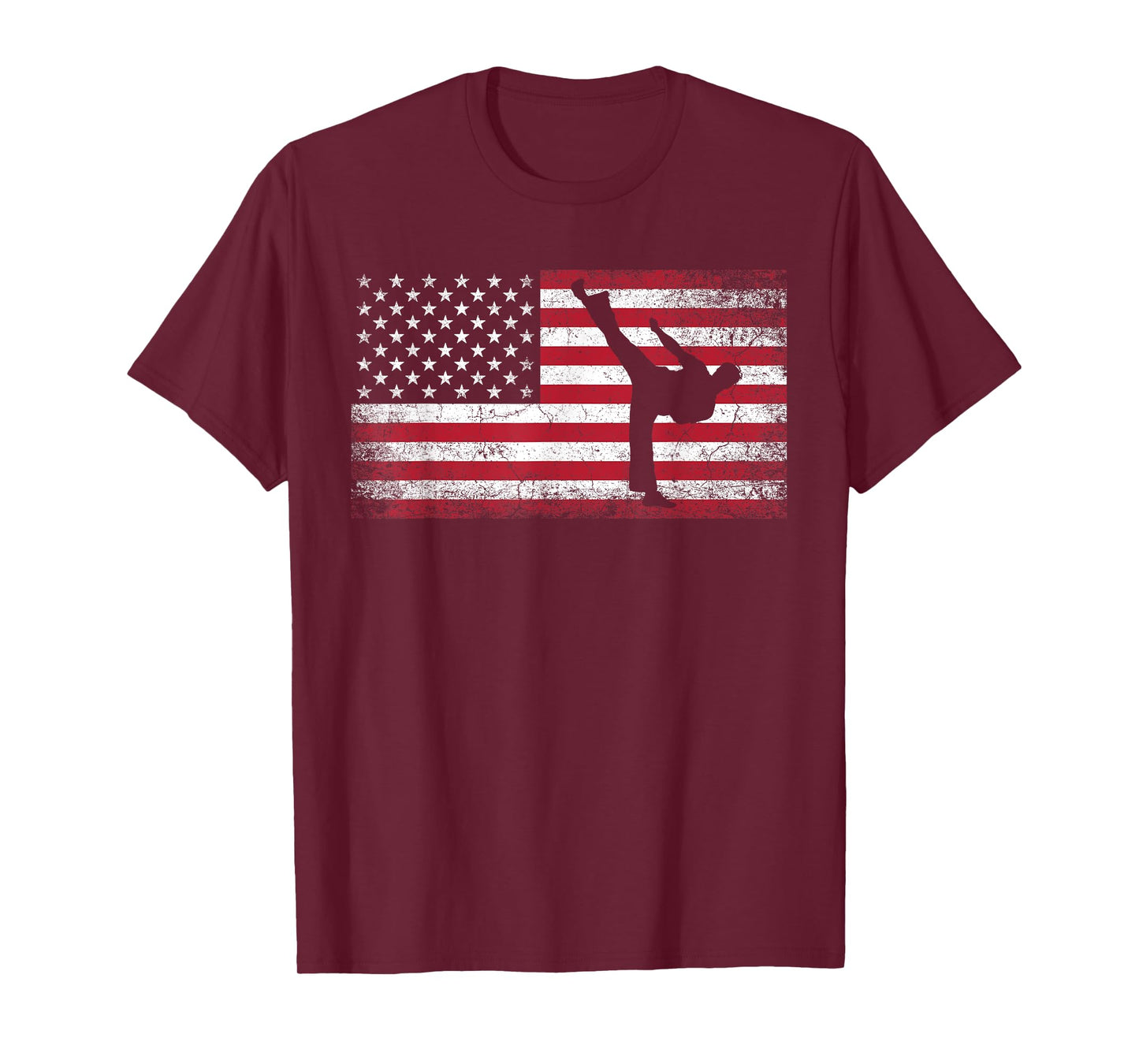 Karate Martial Arts 4th of July American Flag USA Patriotic T-Shirt for Women Kids Men