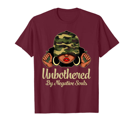 African American Afro Queen Camo Black Woman Unbothered T-Shirt