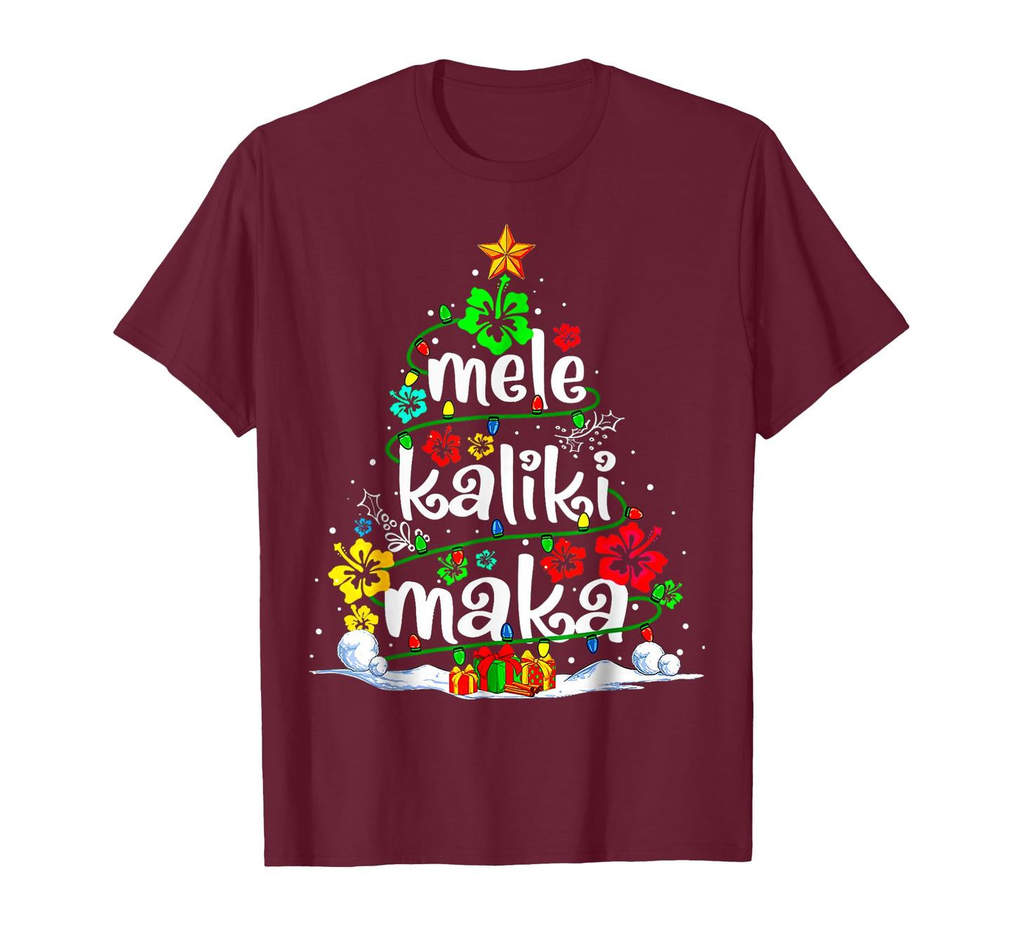 Mele Kalikimaka Tropical Christmas Hawaiian Santa Xmas Tree T-Shirt