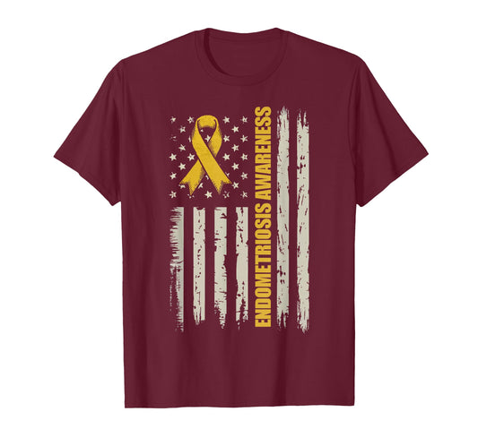 Endometriosis Awareness USA Flag T-Shirt