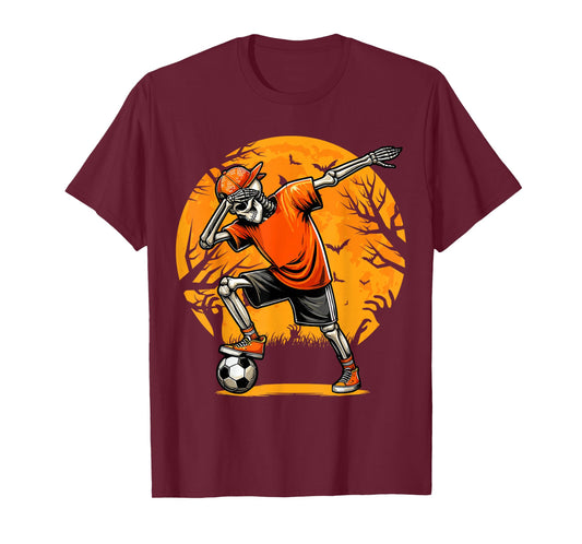 Dabbing Soccer Skeleton Funny Football Boys Soccer Halloween T-Shirt