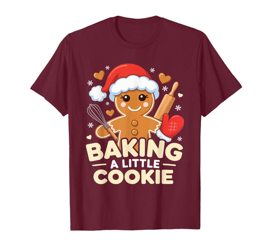 Baking A Little Cookie Christmas Pregnancy Baby Shower Mom T-Shirt