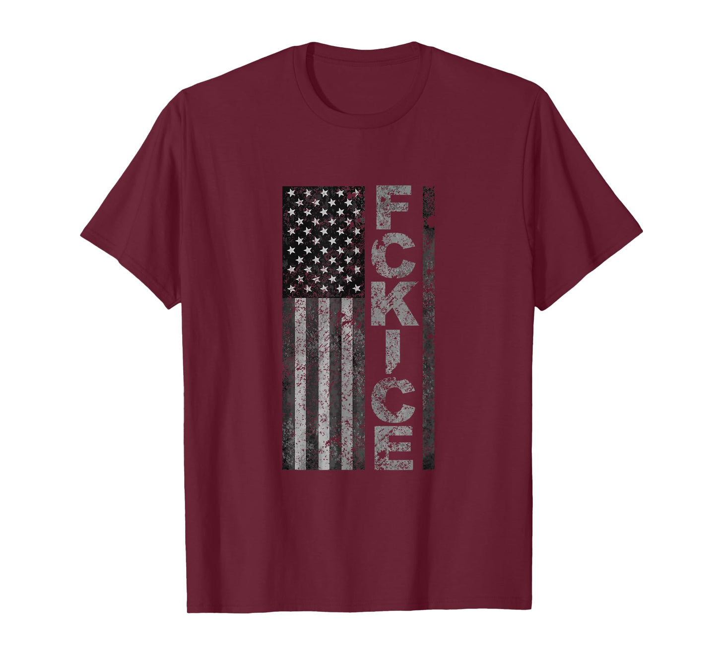 FCK ICE American Flag Black Distressed T-Shirt