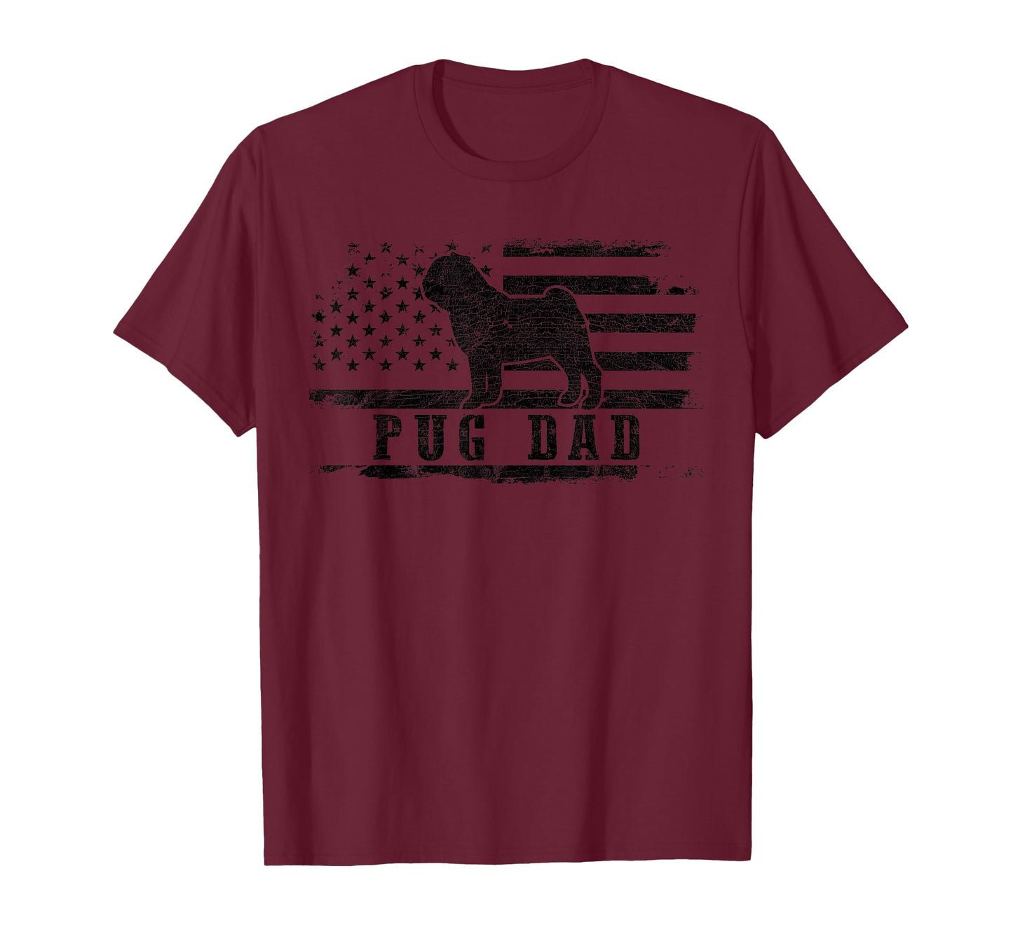 Pug Dad Distressed American Flag Patriotic Dog T-Shirt